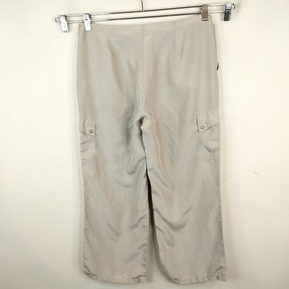 Sigrid Olsen Silk Cargo Pants Medium Womens Cropped Lightweight Neutral - Picture 8 of 11